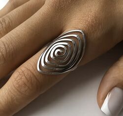 Стильное кольцо-спираль нержавеющая сталь, безразмерное кольцо спираль