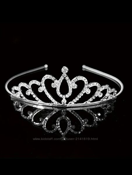 Серебряная диадема корона, ободок крона стразы, обруч корона, украшение на 