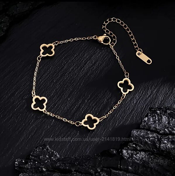 Женский браслет на руку из нержавеющей стали, браслетик клевер медсталь