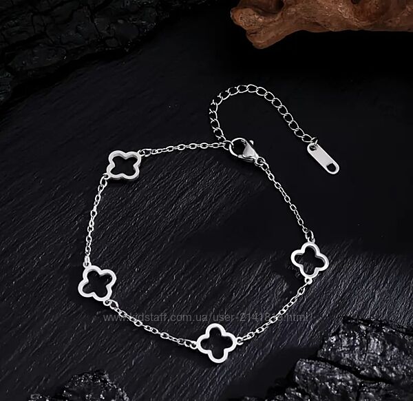 Нежный браслет на руку в виде клевера нержавеющая сталь, браслетик медсталь