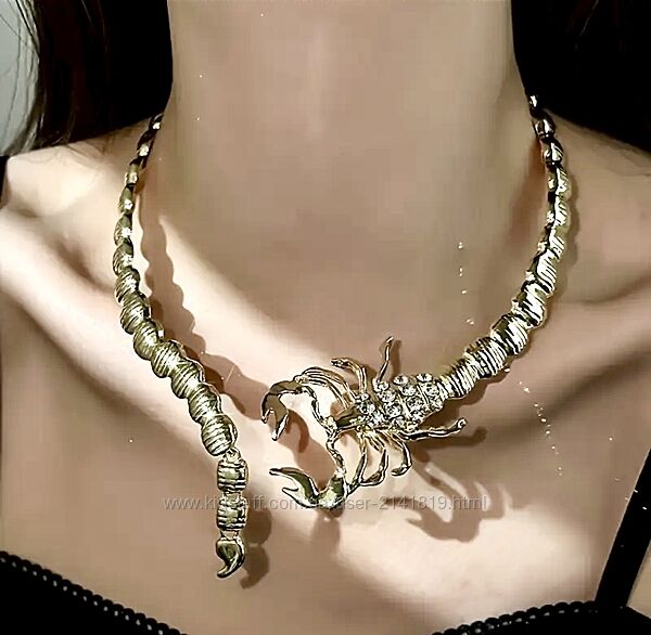 Оригинальный стильный чокер в виде скорпиона, колье скорпион, ожерелье