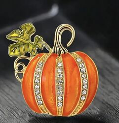 Яркая красивая брошь тыква, брошка тыква, брошь тыковка, брошка гарбуз