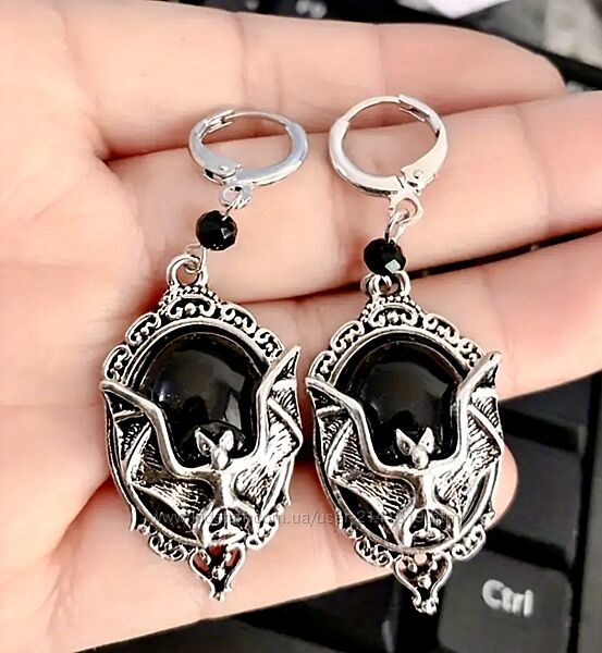 Винтажные серьги с летучими мышками, готические сережки летучие мыши
