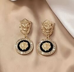 Красивые женские серьги со львами в стиле версаче серьги львы versace style