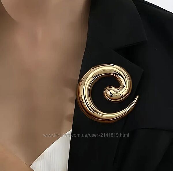 Объемная брошь спираль, стильная женская брошь минимализм, брошь завиток