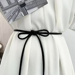 Стильный женский ремень шнурок, черны пояс шнурок экокожа, ремешок шнурок