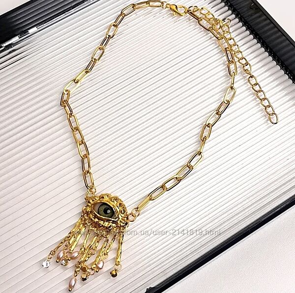 Шикарное колье глаз schiaparelli style, кулон с глазом скиапарелли