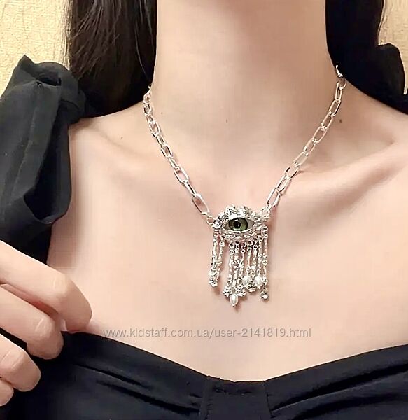 Шикарное колье глаз schiaparelli style, кулон с глазом скиапарели в серебре