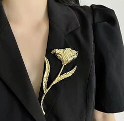 Стильная крупная брошь в виде цветка, объемная брошь цветок, брошка роза