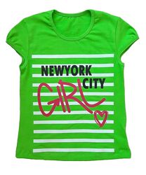 Футболка для девочки Нью-Йорк, цвет желтый и зеленый, рост 128, 134