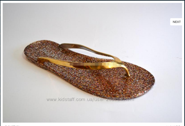 Золотые шлепки, вьетнамки с блестками