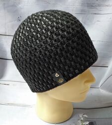 Стильная зимняя шапка унисекс Вязаная кожа. Ручная работа