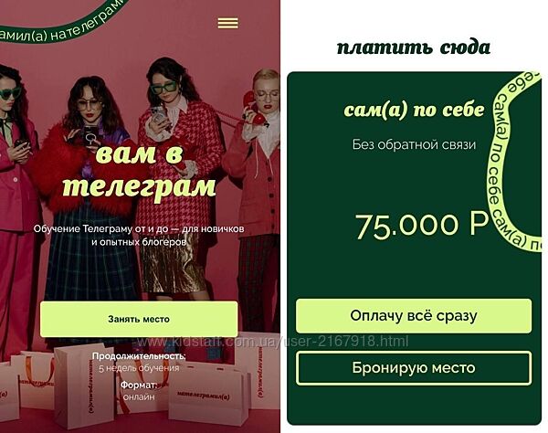 Вам в телеграм. Тариф Сама по себе Эля Филин