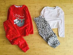 9-10 р. , Primark флісова піжама з Лінивцем та велюрова Анімалістична. тепла