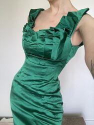 KAREN MILLEN. Дорогий бренд XS-S колекція 2024. силуетна смарагдова сукня-