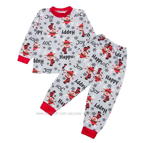 Новорічна піжама з утепленням для хлопчика/дівчинки, зріст від 80 до 146 см
