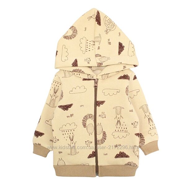 Дитяча тепла кофтинка з капюшоном та на блискавці, зріст від 68 см до 92 см