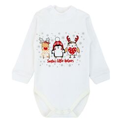 Новорічний боді-гольф білого кольору для малюків, зріст від 68 см до 98 см