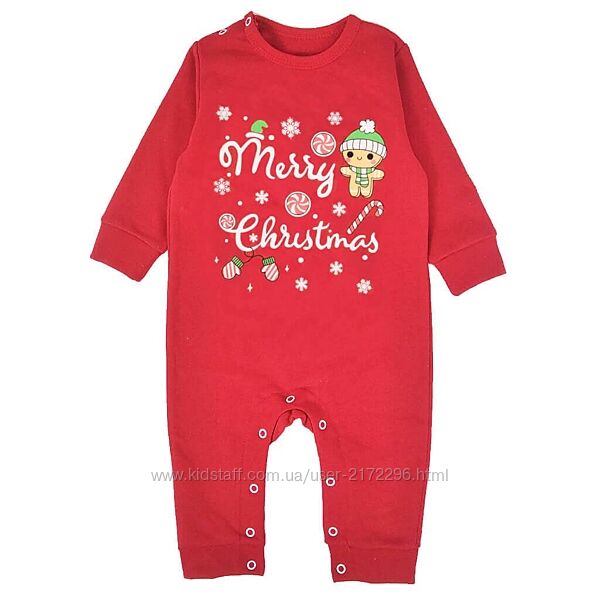 Новорічний ромпер з начісом для малюків, на зріст від 74 см до 86 см
