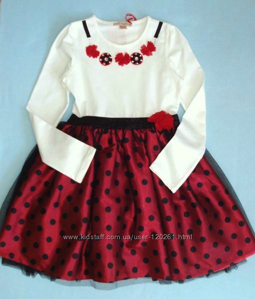 Нарядна Сукня122та128см/Апплікація-Намисто-Платья с рукавом-116-160-Waikikі