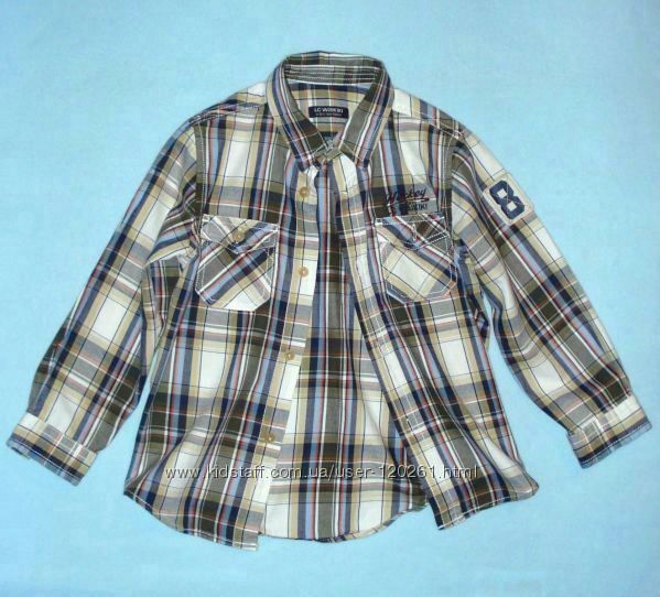 Клетчатая Рубашка/Нашивка- 110см- Waikiki-Нарядные Рубашки Мальчику-104-128