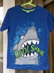 Футболка-LCWaikiki-128см-Принт Акула-Летние Футболки на подарок-128-152см