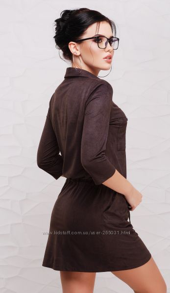 Замшевое коричневое платье TessDress 42 р. s m