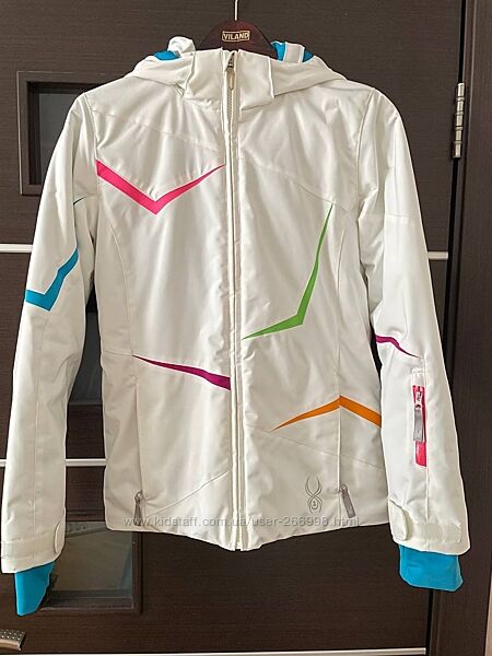 Горнолыжная куртка Spyder, белая с яркими вставками