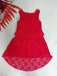 Шикарное гипюровое платье TU для девочки красное 3года рост 98см