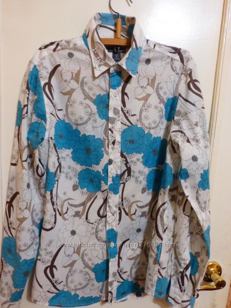 Красивая легкая рубашка в мятные нежные цветы  H&M S 170