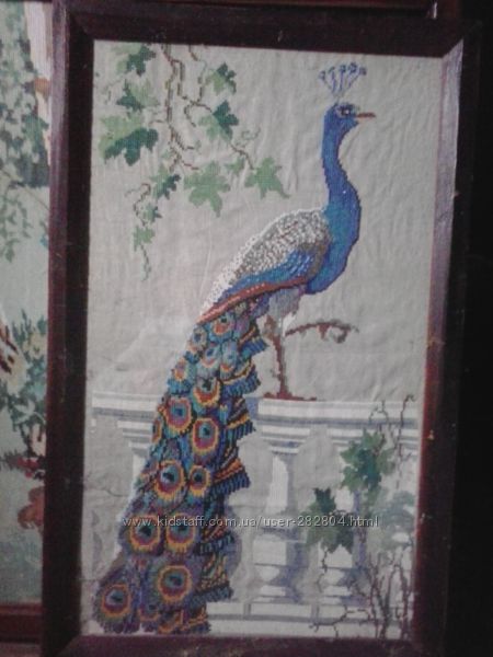 Величезна картина-вишивка хрестиком пава  павлин , жар-птиця
