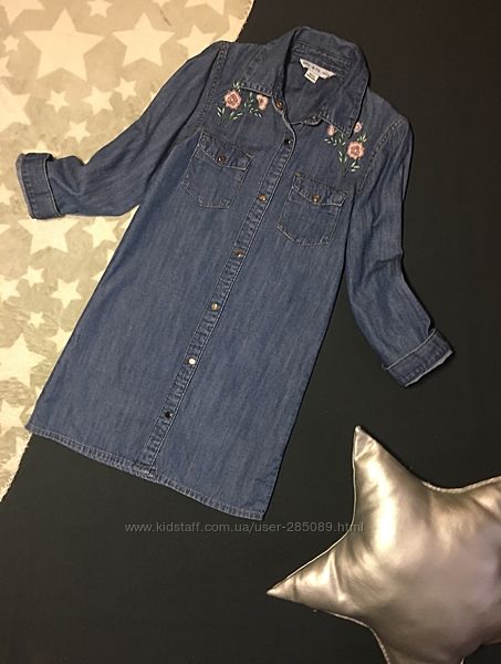 Стильное джинсовое платье-рубашка с вышивкой  Denim Co 6-7 лет 