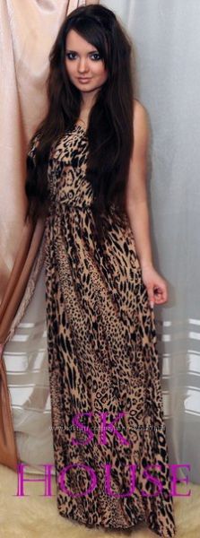 Платье в пол - леопард. В наличии р единый 42-48