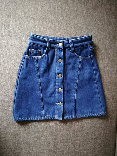 Джинсова спідниця з викою талією